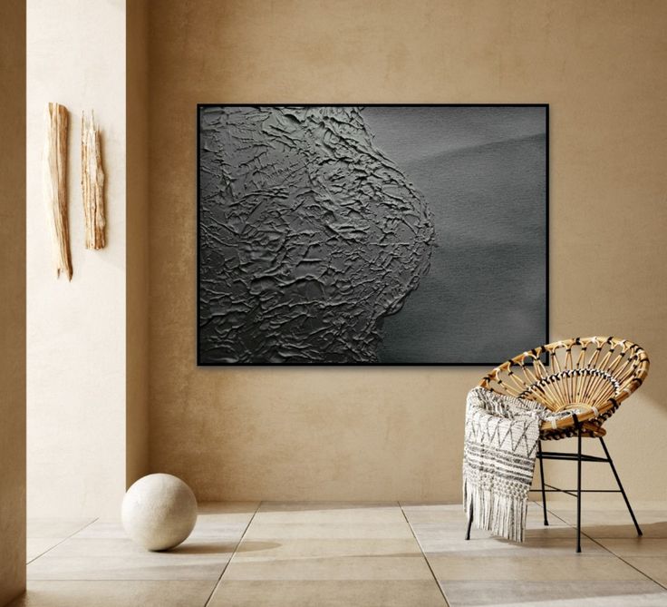 Textured Black Abstract Wall Art
